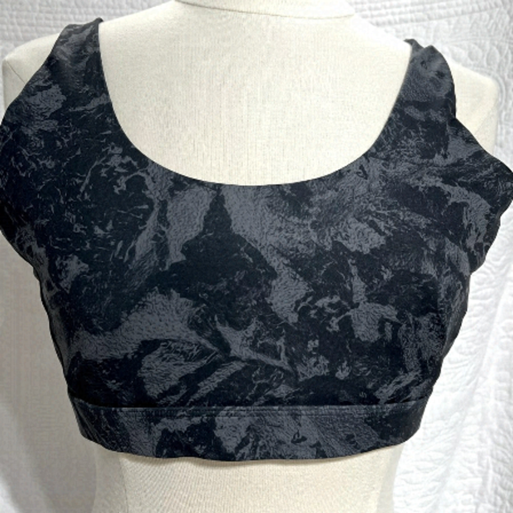 LOLE BLACK & Grey Print Sports Bra, Size Large-#283